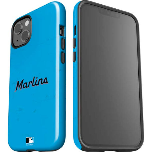 MLB Miami Marlins Solid Distressed iPhone 15 Impact Case